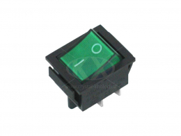 Выключатель зеленый 16А 250V, 20A 125V (4-х контакт.) клавишный 